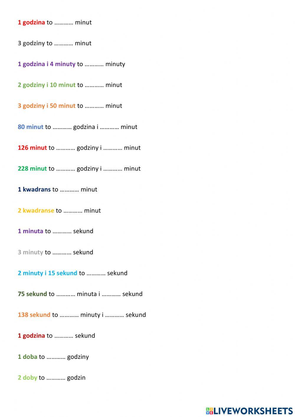 Zamiana jednostek czasu