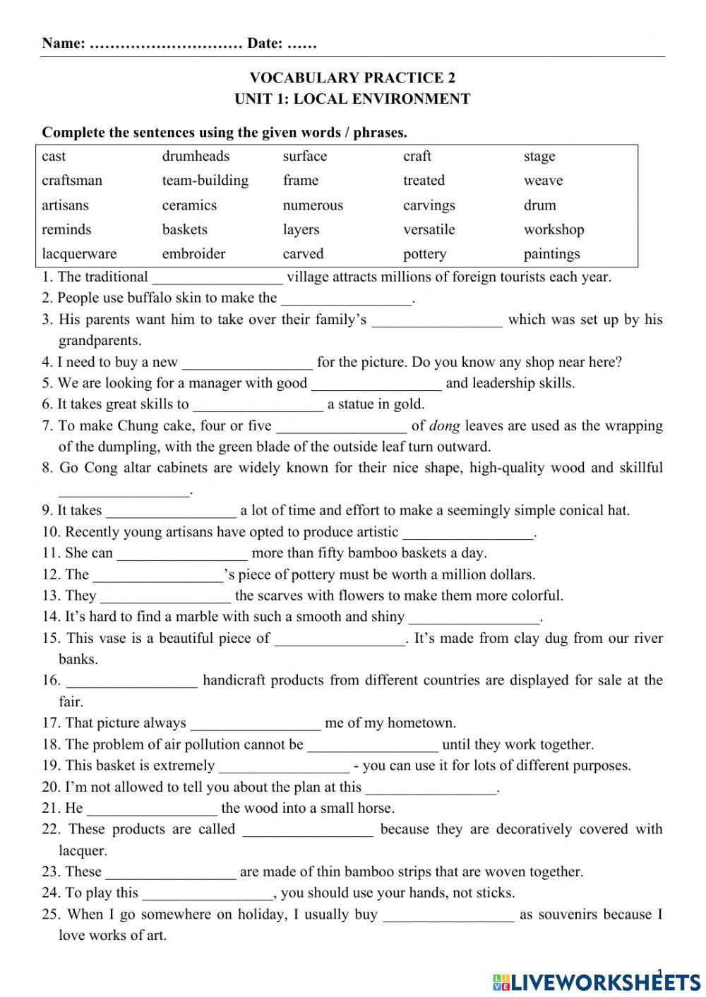 Vocabulary practice 2 unit 1 tieng anh 9 3141341