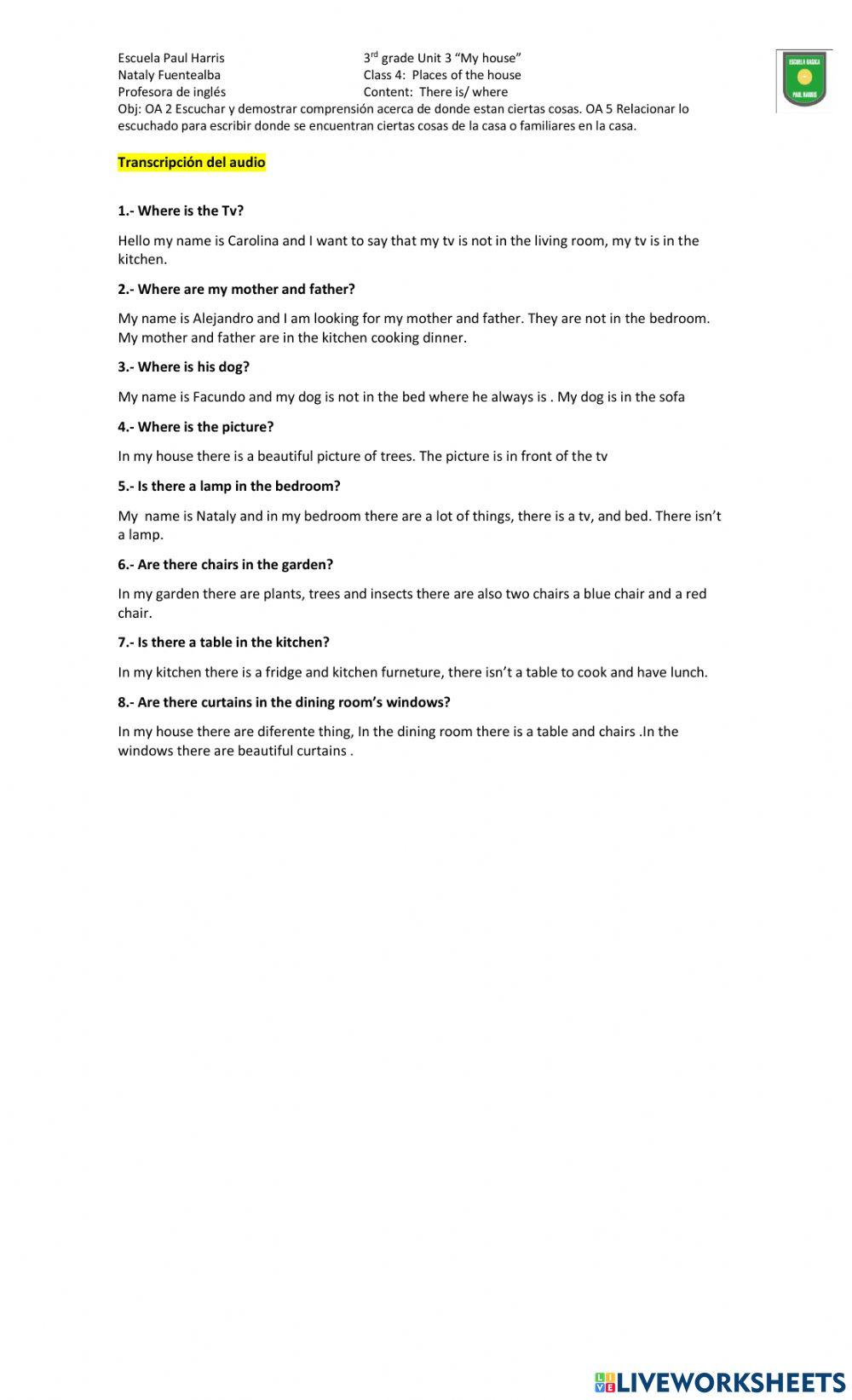 Class 3 unit 3 3rd grade