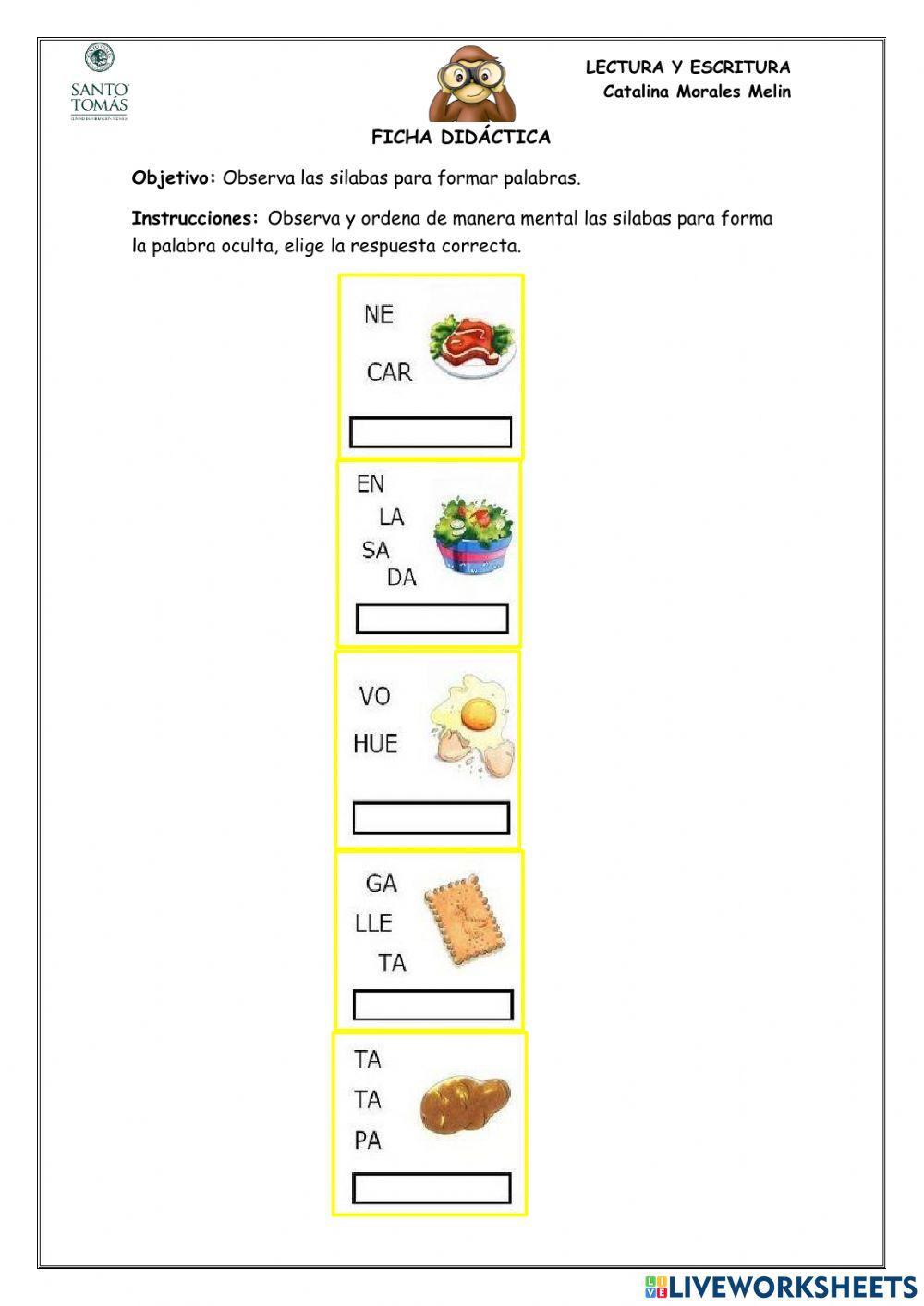 Ficha didáctica formar palabras