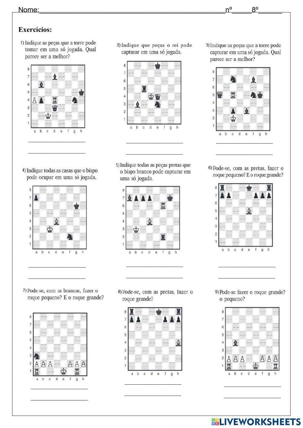 Movimento do xadrez worksheet