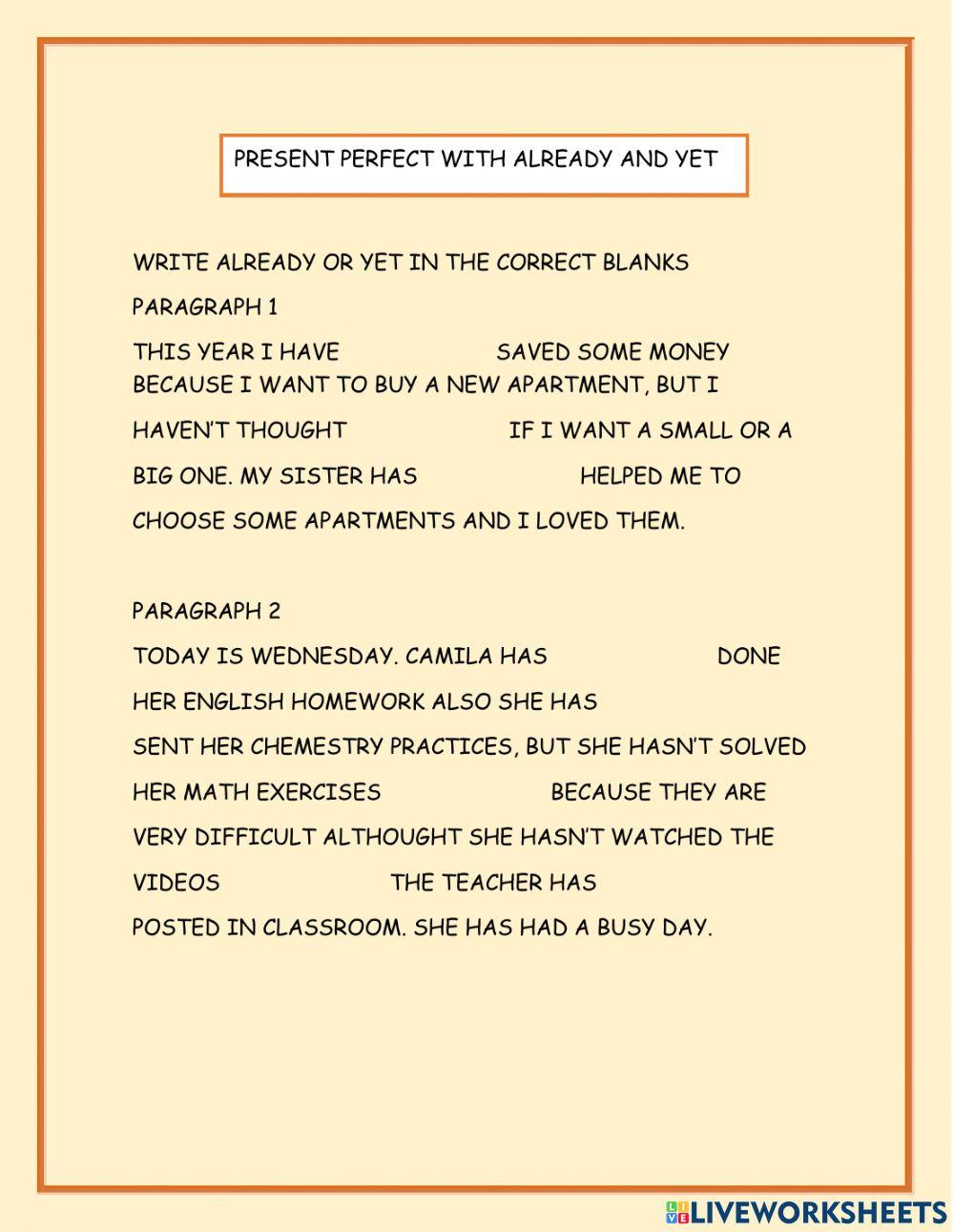 Present Perfect already-yet