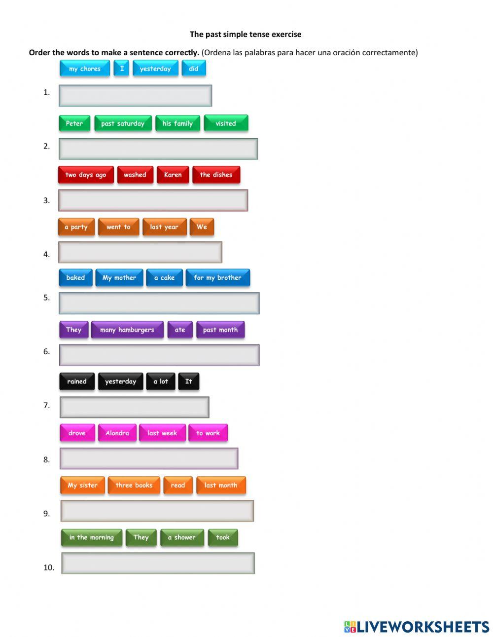 The past simple tense exercise