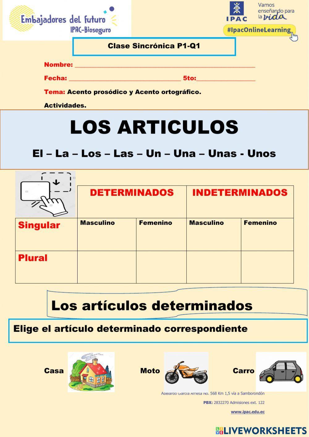 Artículos determinados e indeterminados