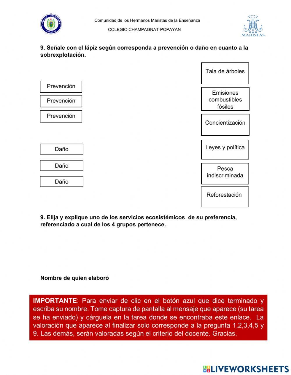 Taller evaluativo recursos naturales