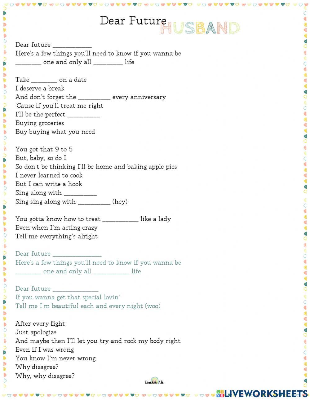 Dear Future Husband -Song