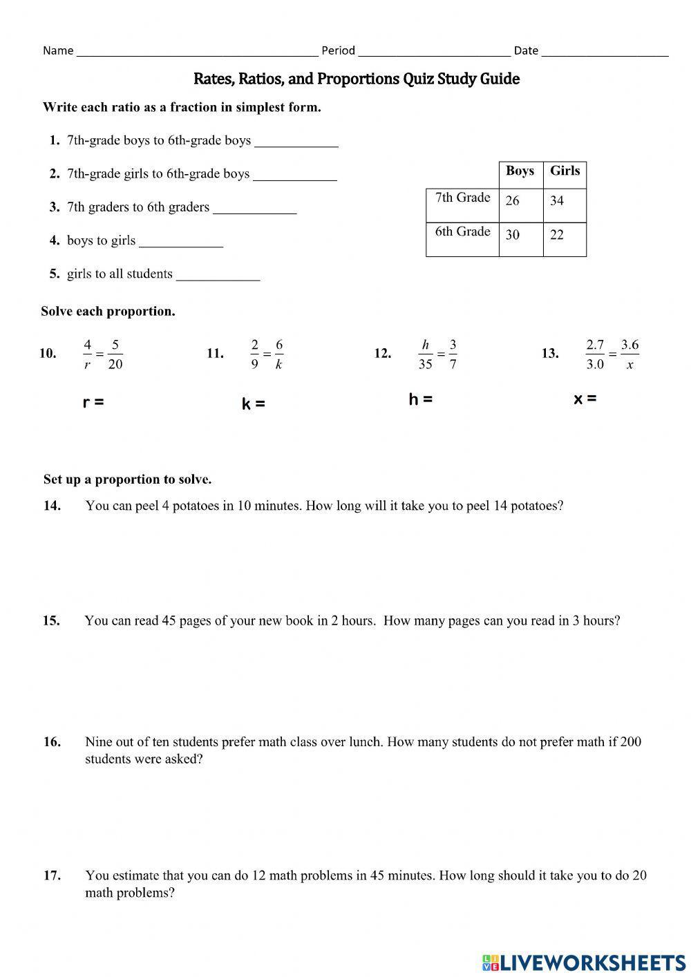 Ratio, Rate