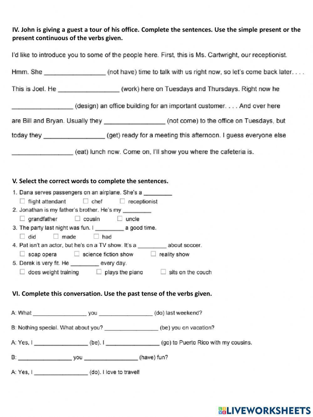 U3 Grammar and vocabulary quiz