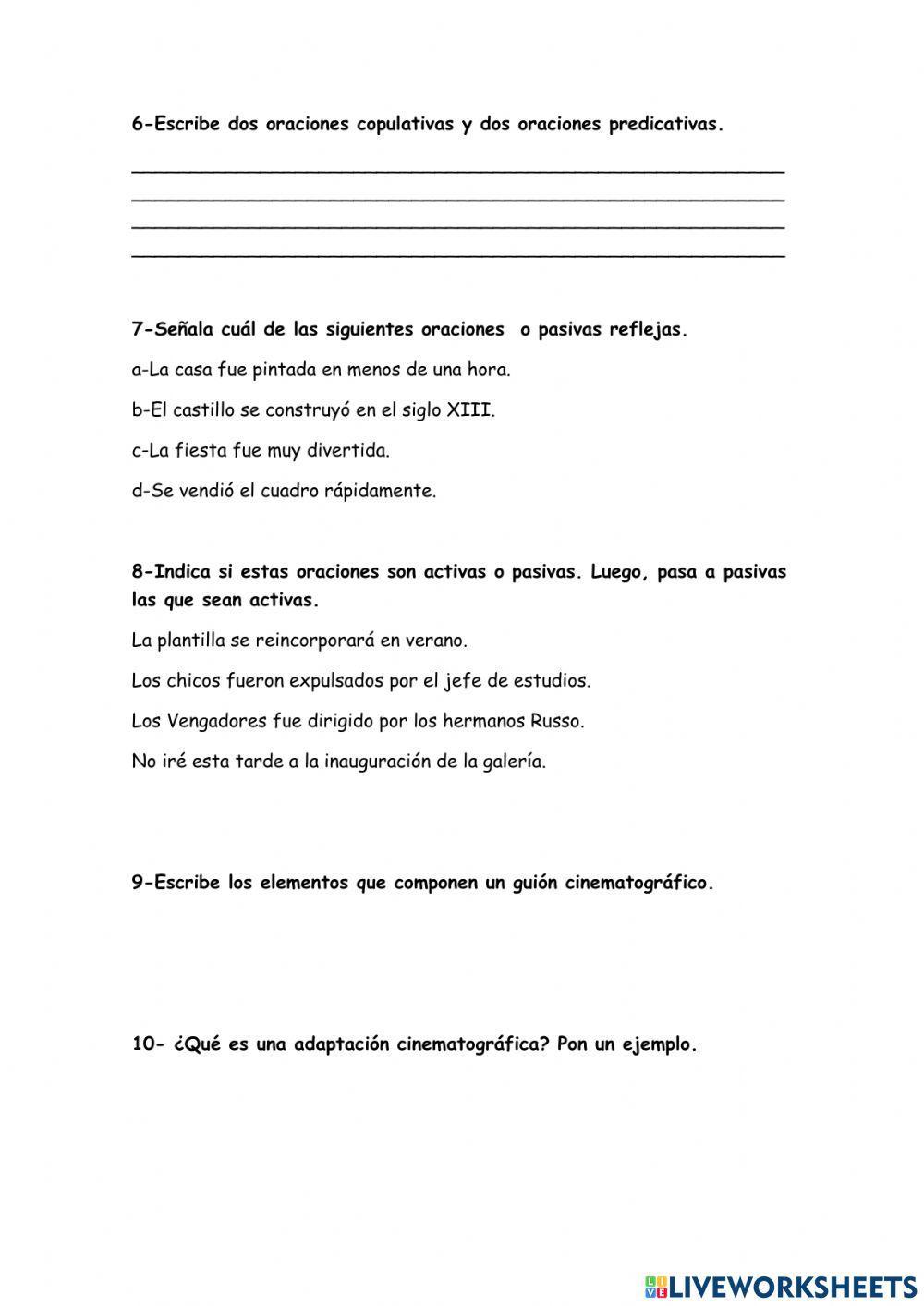 Oraciones activas y pasivas