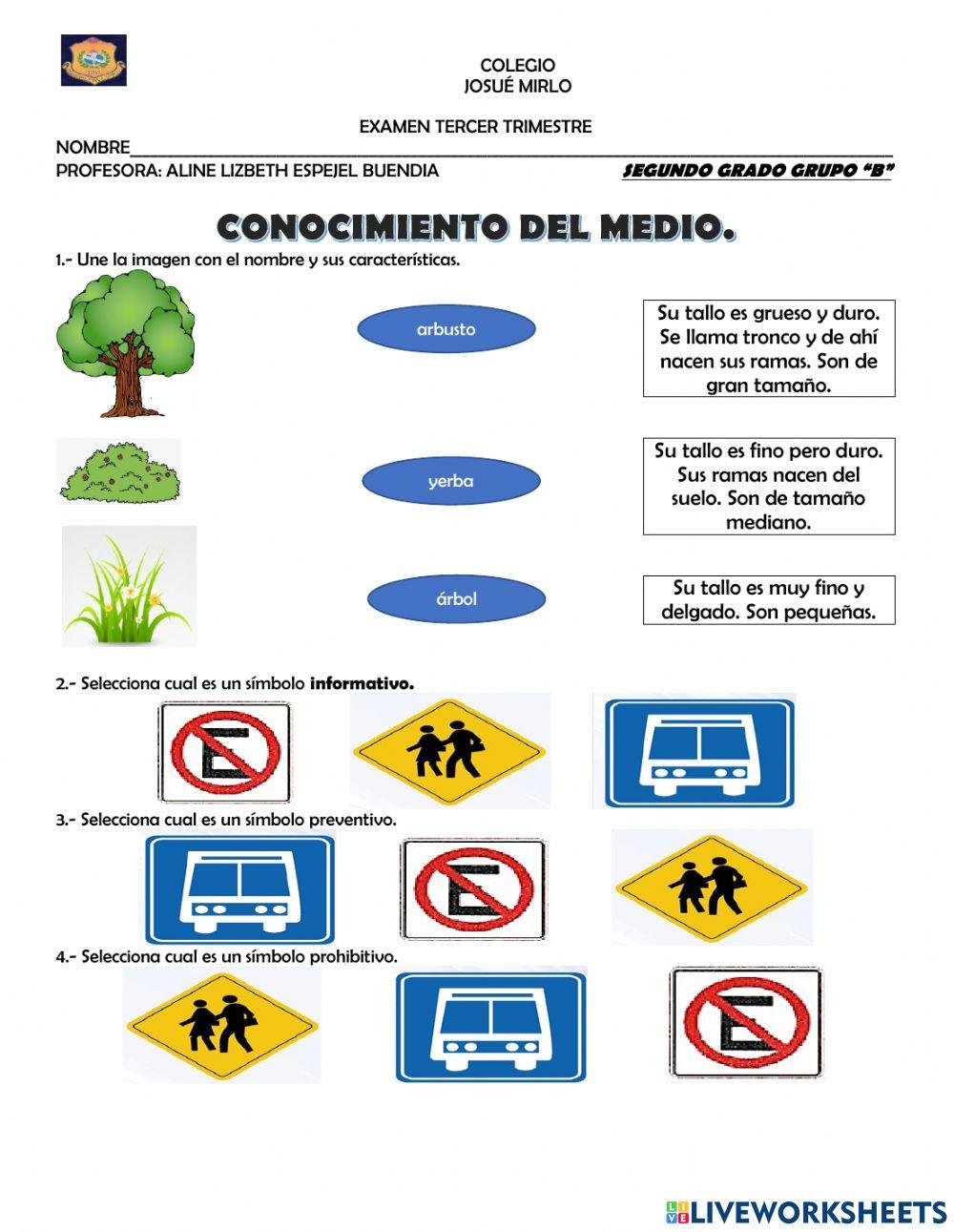 Examen Conocimiento del Medio Tercer trimestre