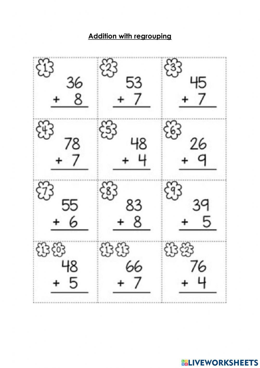 Addition with regrouping worksheet