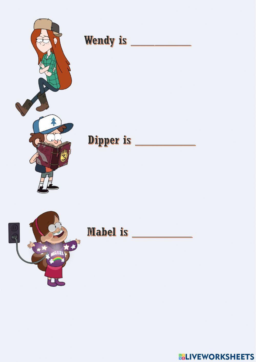 Gravity Falls describing characters