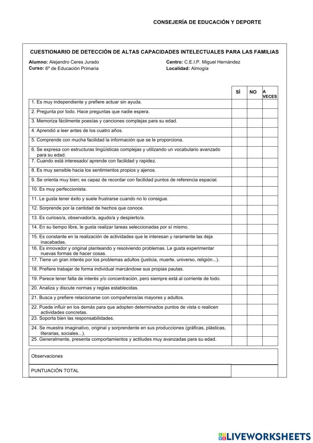 Test AACCII para l-s alumn-s de 6º
