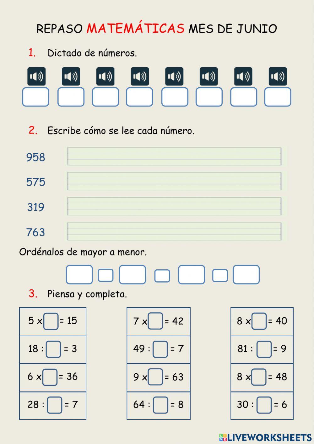 Repaso de matemáticas