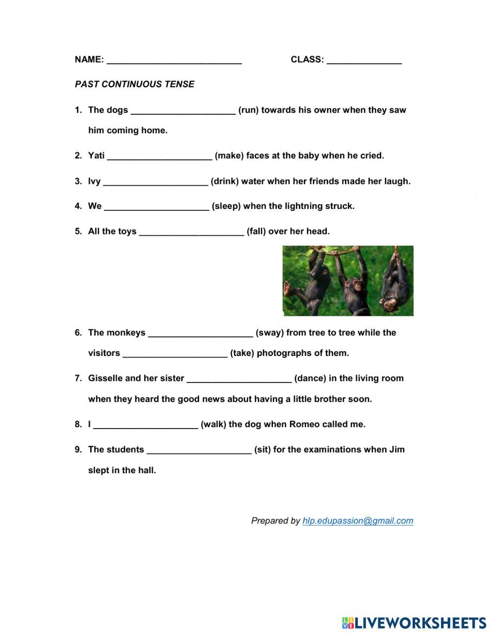 Past continuous tense Past continuous tense