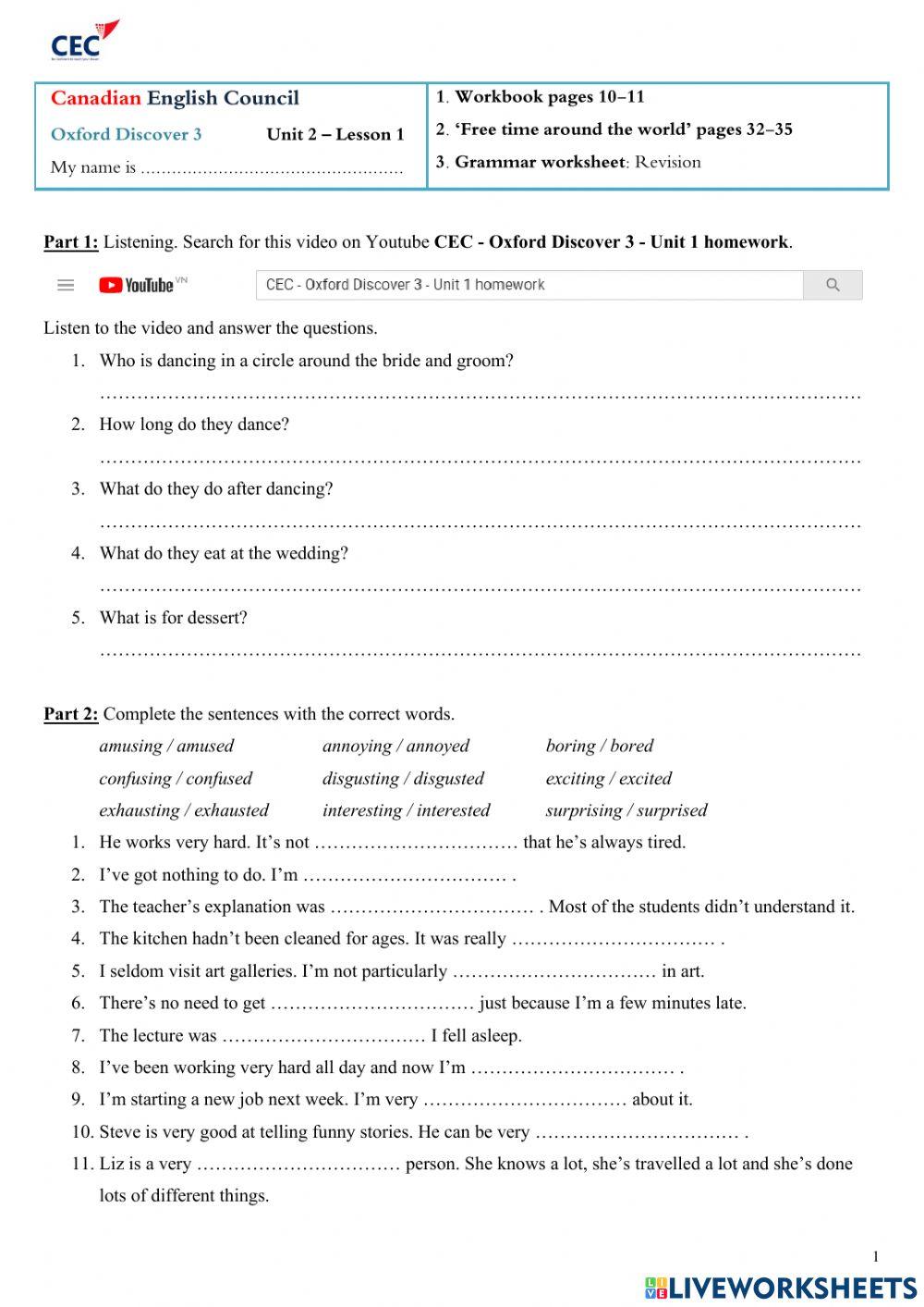 Discover 3-unit 2-lesson 1 (hw)