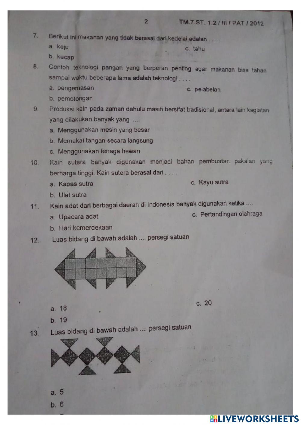 PAT Tematik Tema 7 Subtema 1&2