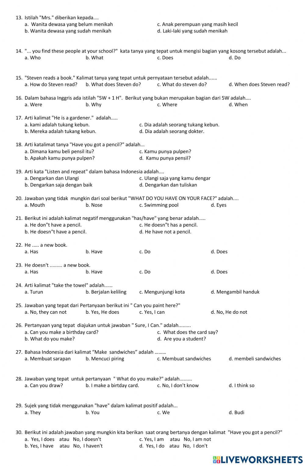 Ujian Akhir Semester II .Inggris