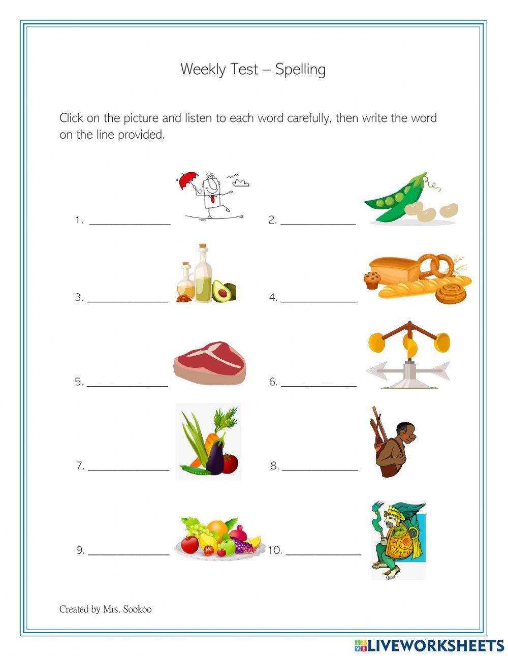 Spelling Test 4th june