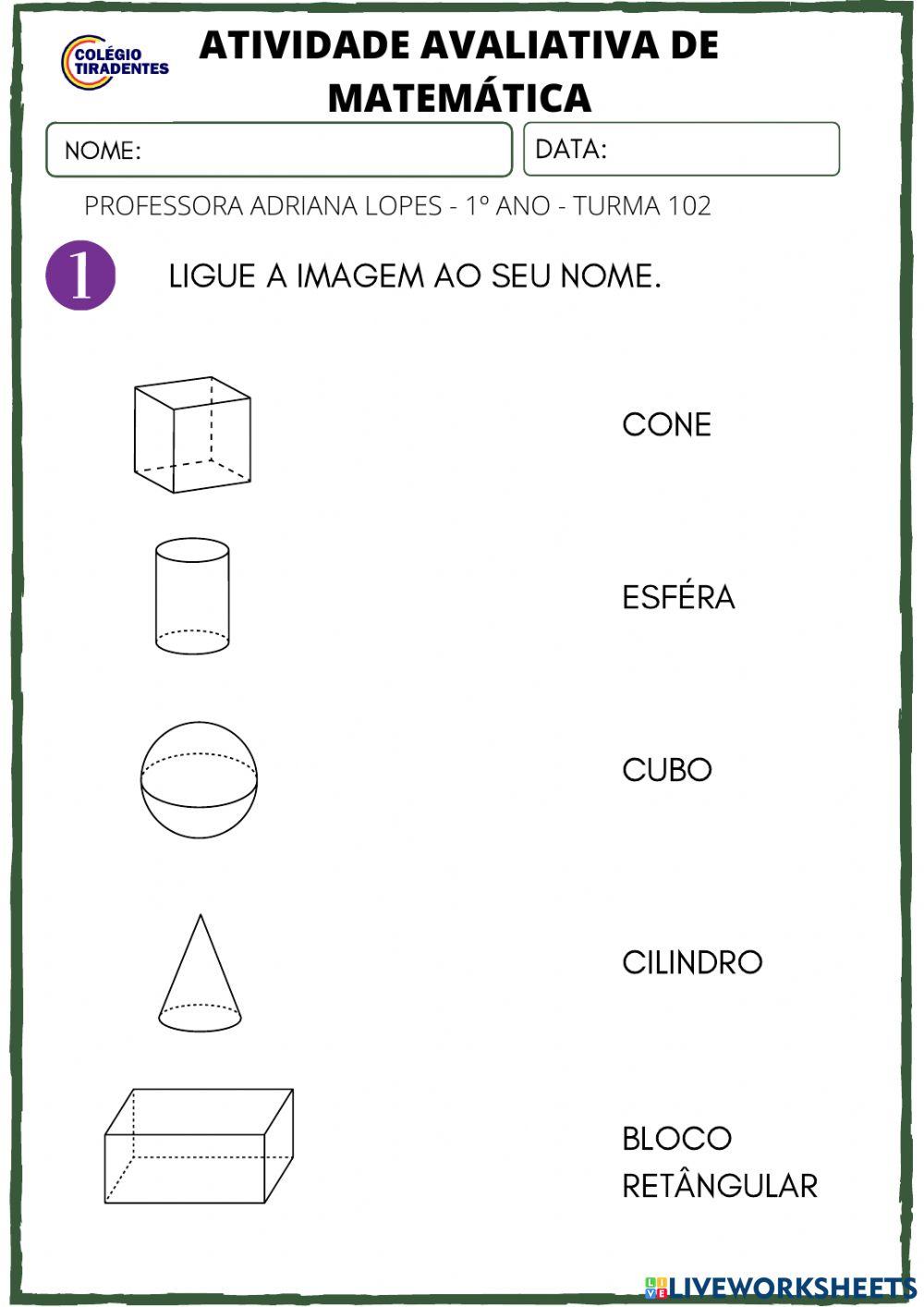Atividade avaliativa de matemática
