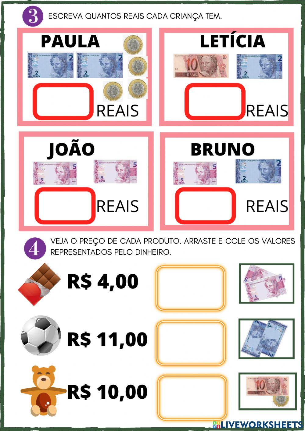 Atividade avaliativa de matemática