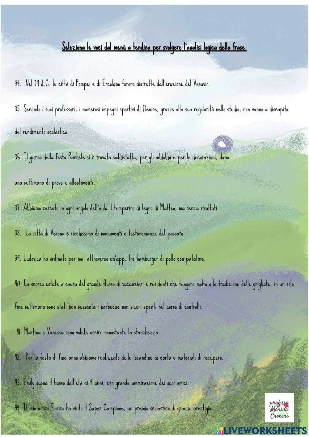 Analisi logica - pagina 5 livello 3