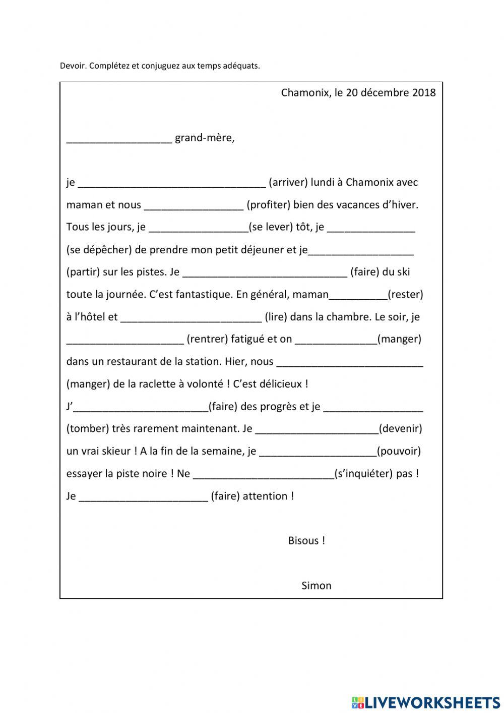 Ecrire une lettre de vacances 2