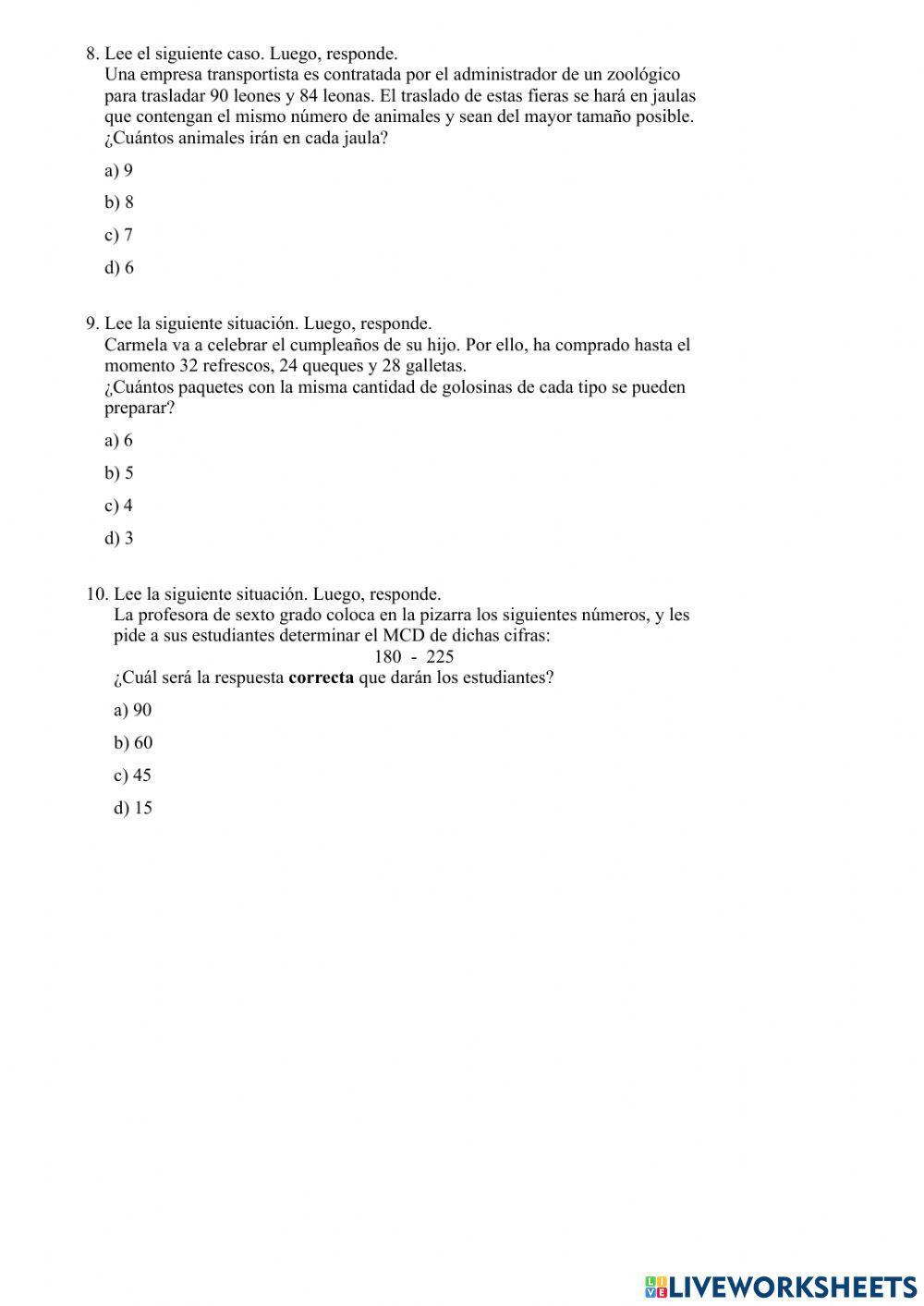 Problemas de MCM - MCD