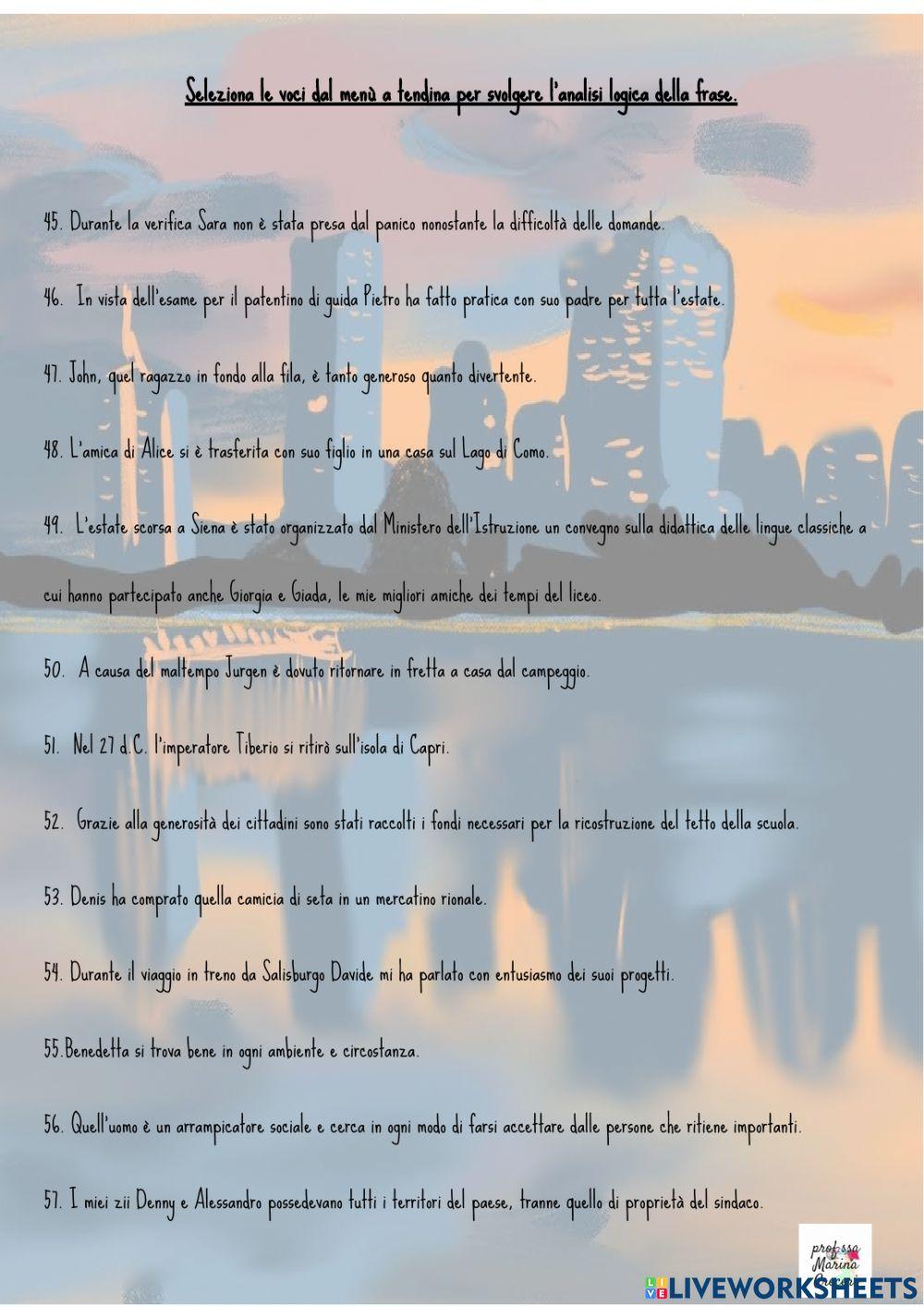 Analisi logica - pagina 6 livello 3