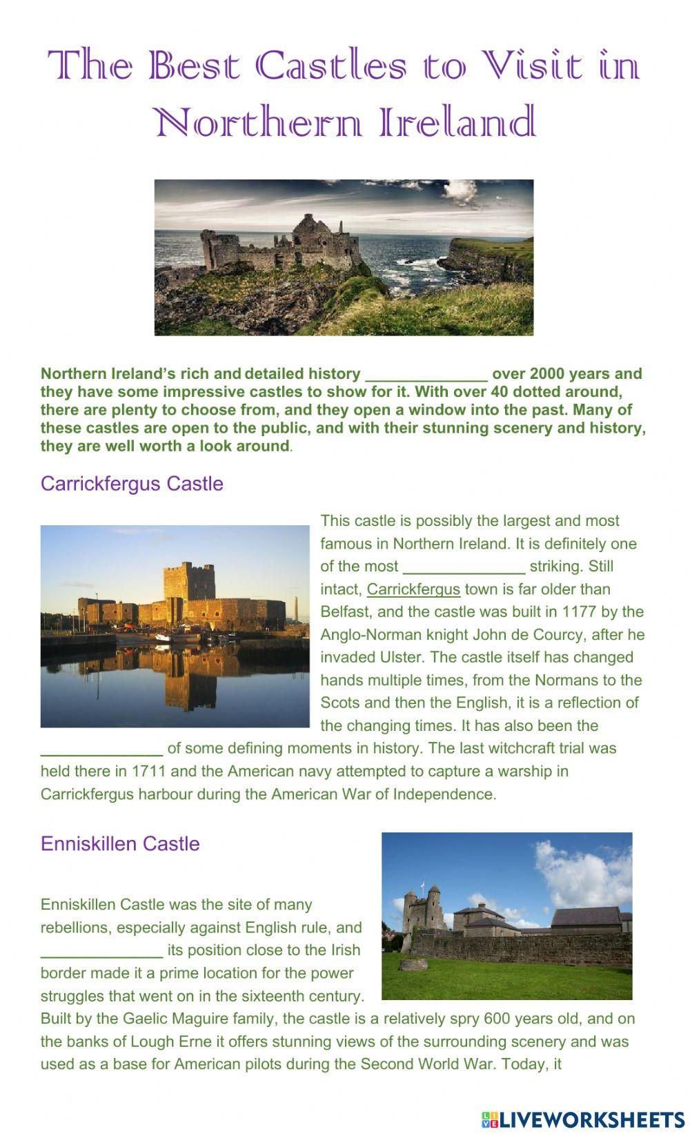 the-best-castles-to-visit-in-northern-ireland-worksheet-live-worksheets
