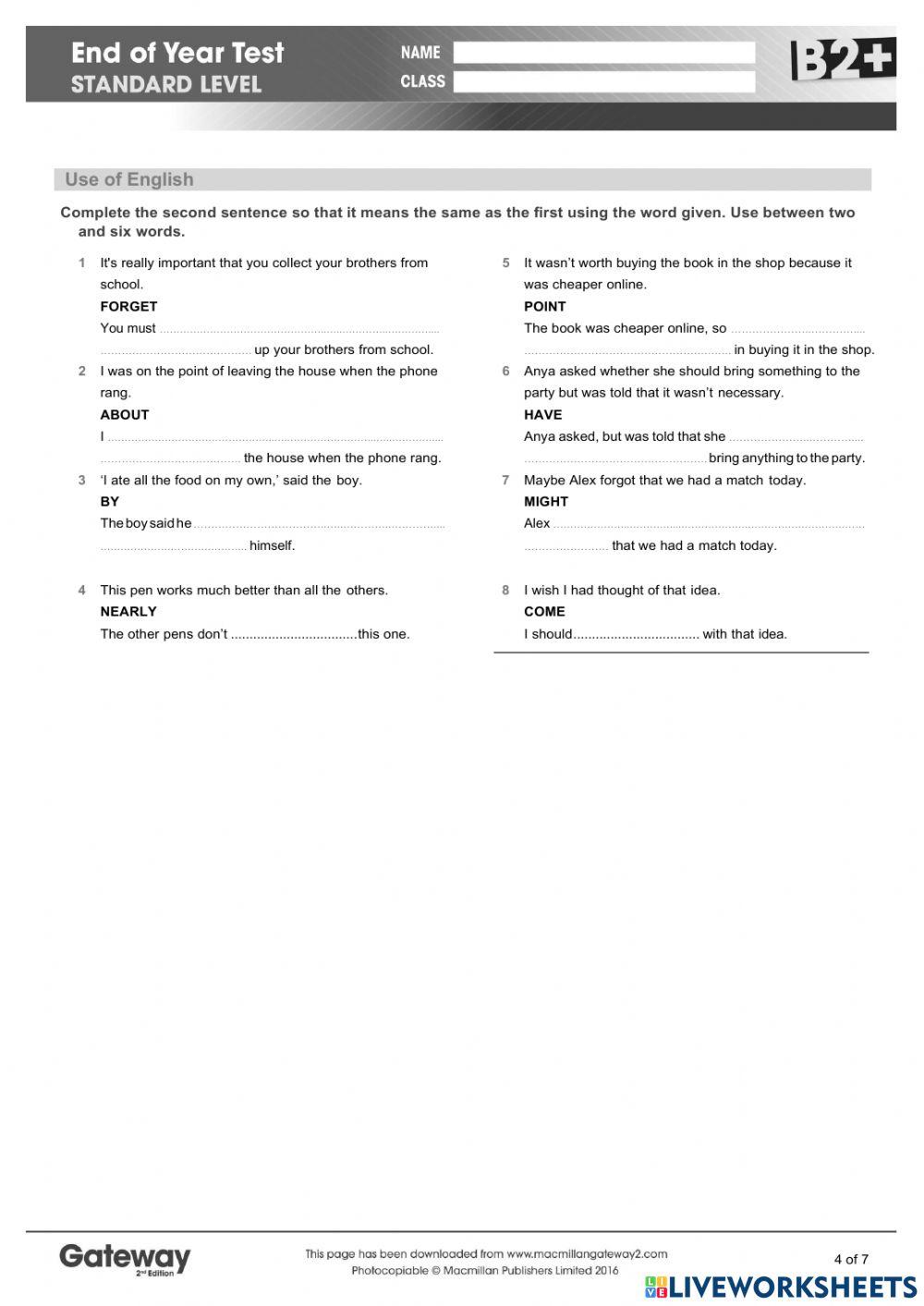 Gateway B2+ FINAL TEST
