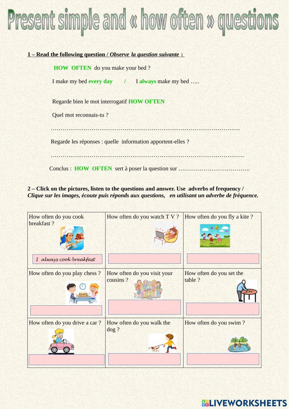 Present simple and -how often- questions Present simple and -how often- questions