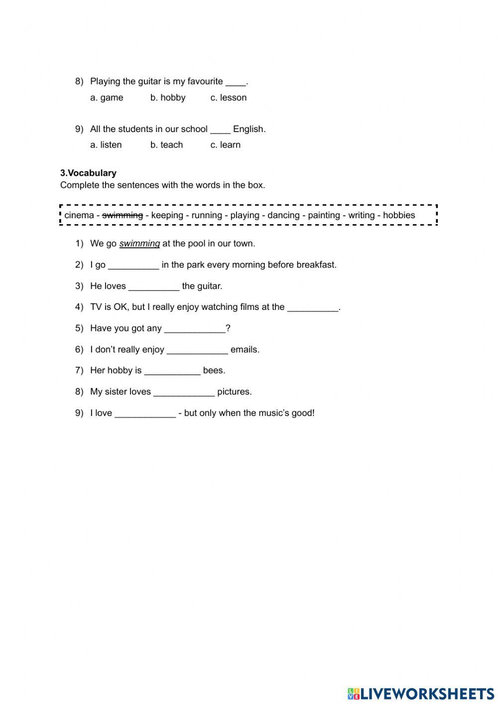 Unit check - Present simple