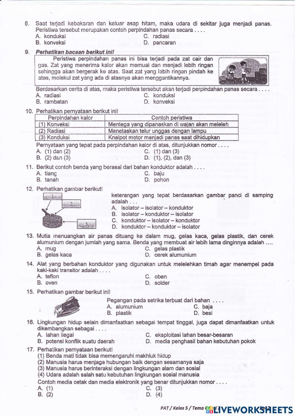 PAT T6S2 Kelas 5 (Selasa, 8 Juni 2021)