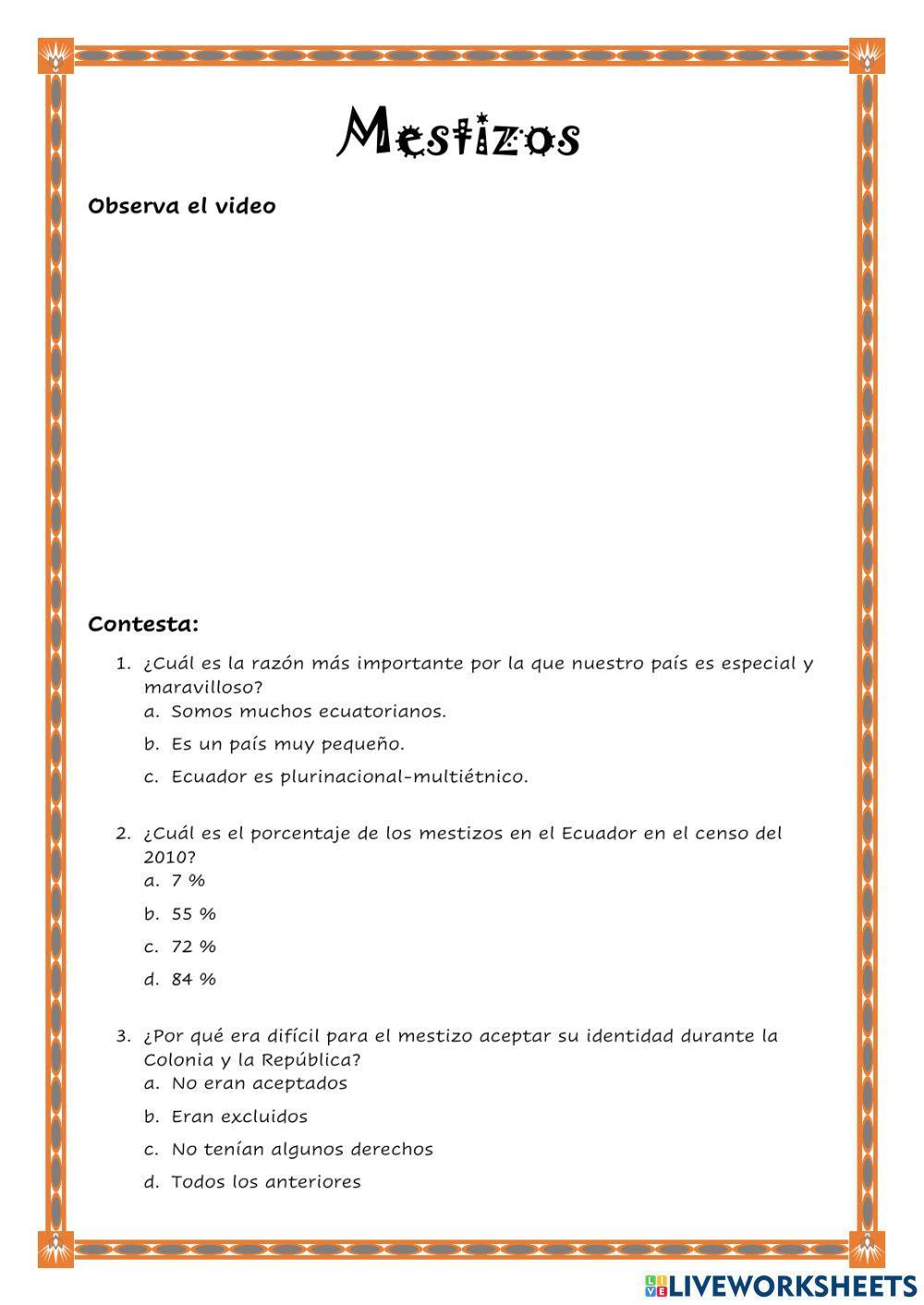 Mestizos en el Ecuador