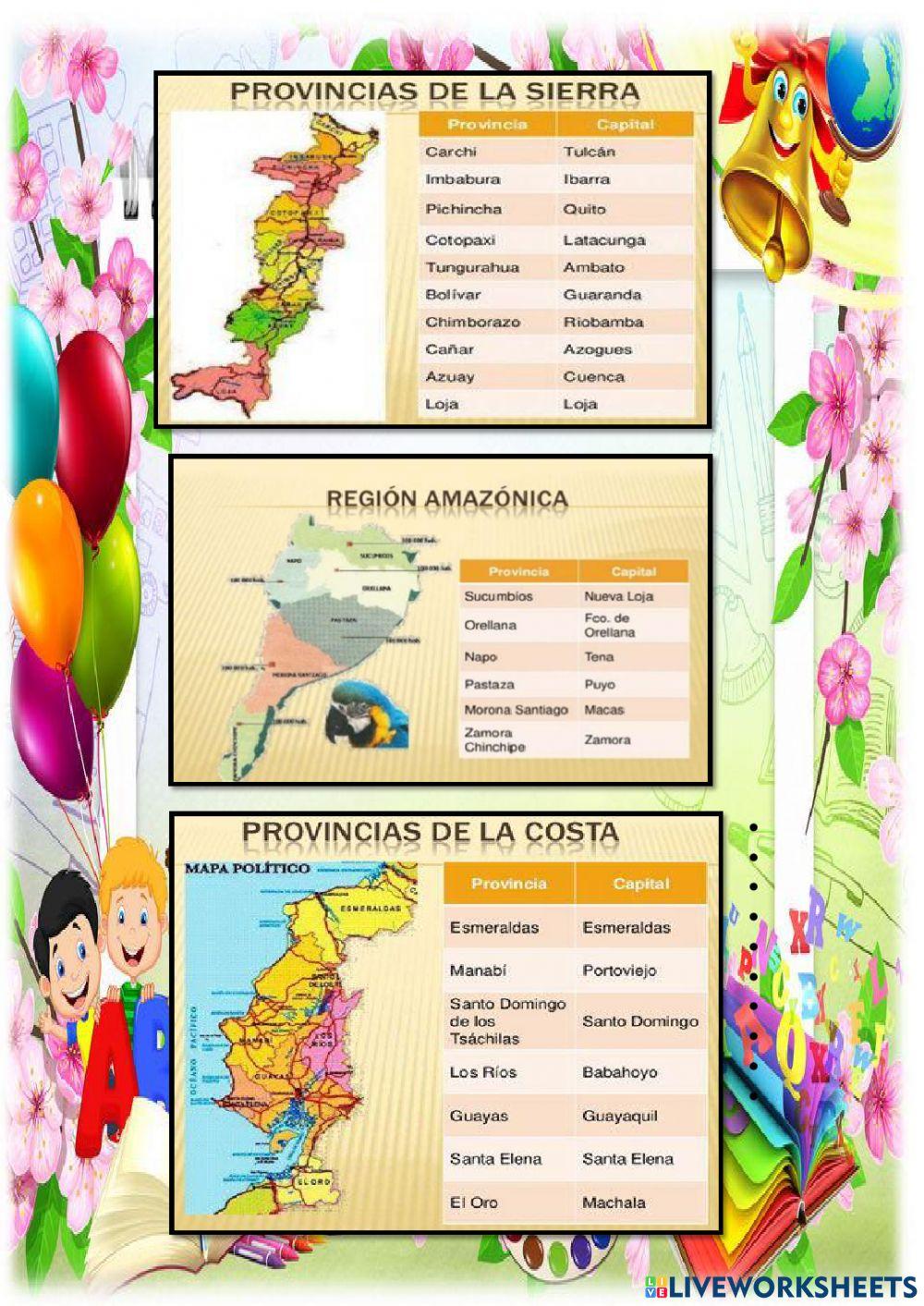 Las provincias de Ecuador