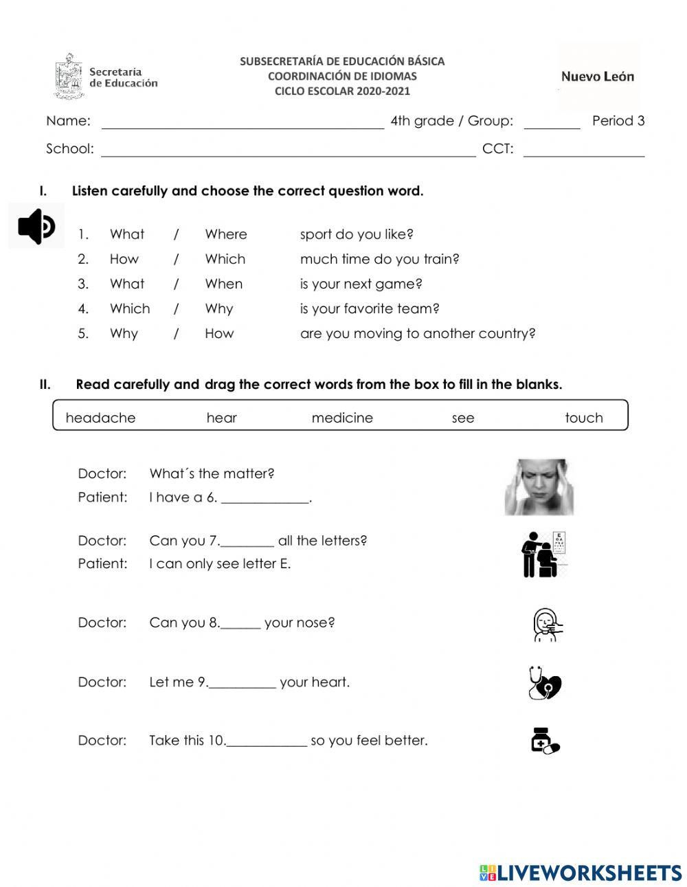 Exam 4th grade Period 3