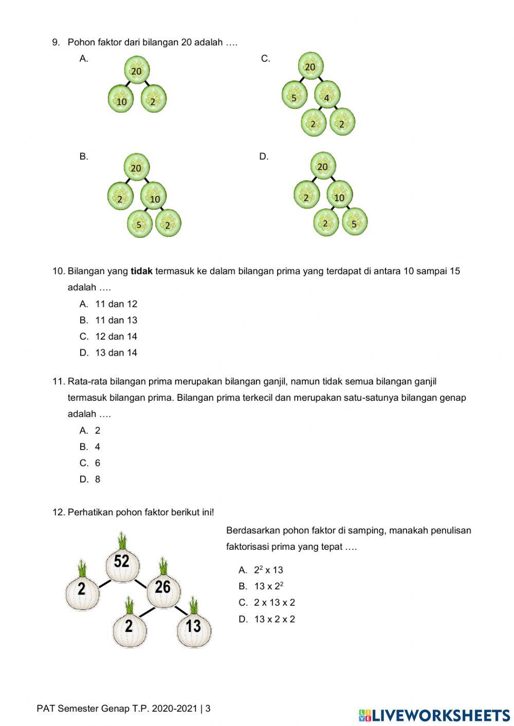 PAT Matematika Pengetahuan