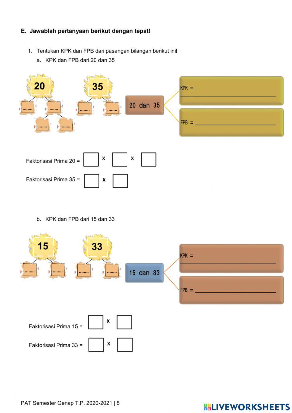 PAT Matematika Pengetahuan
