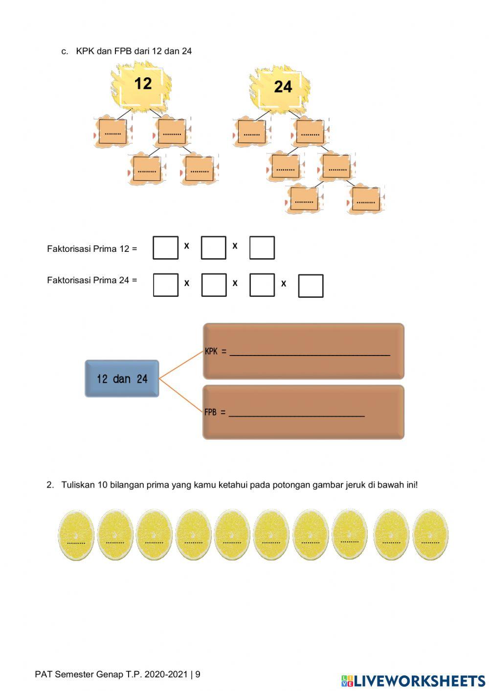 PAT Matematika Pengetahuan