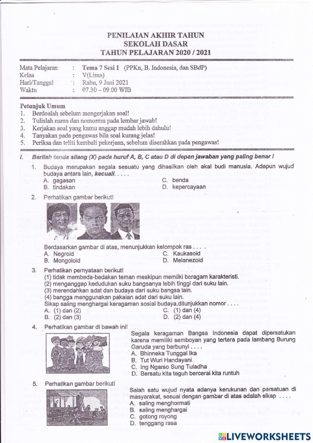 PAT T7S1 kelas 5 rabu, 9 juni 2021