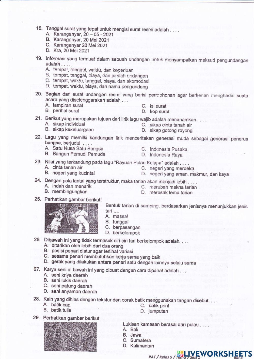 PAT T7S1 kelas 5 rabu, 9 juni 2021