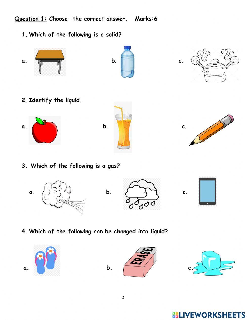 KG 1 Science Term 1 Exam 