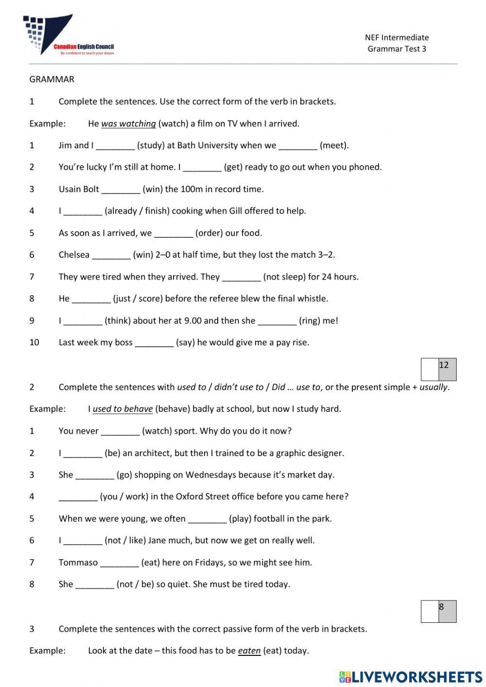 Think and Write 1 - Test Part 1