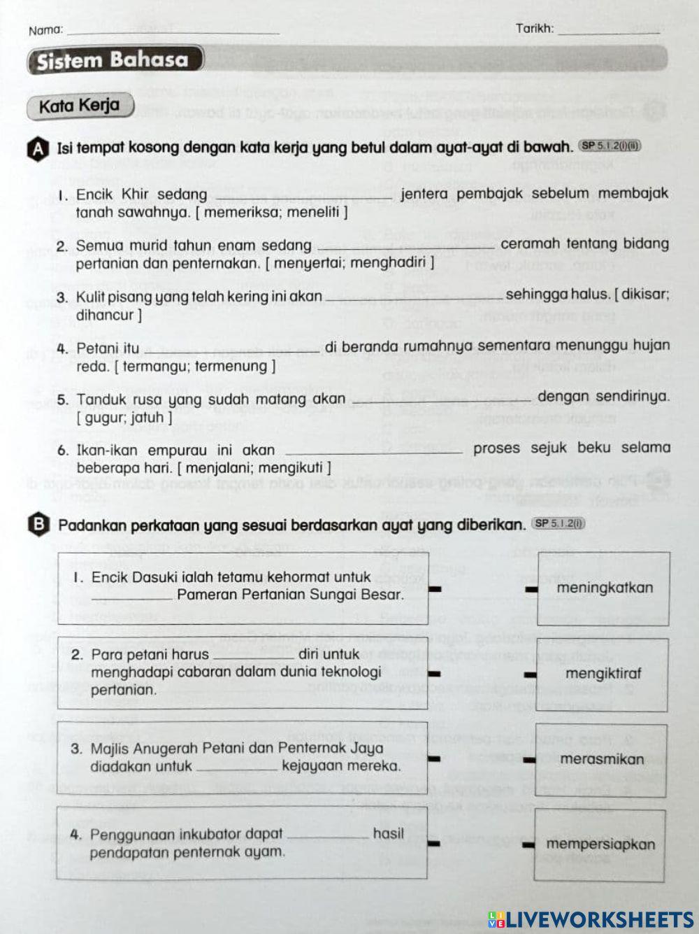 Bm tahun 4: kata kerja