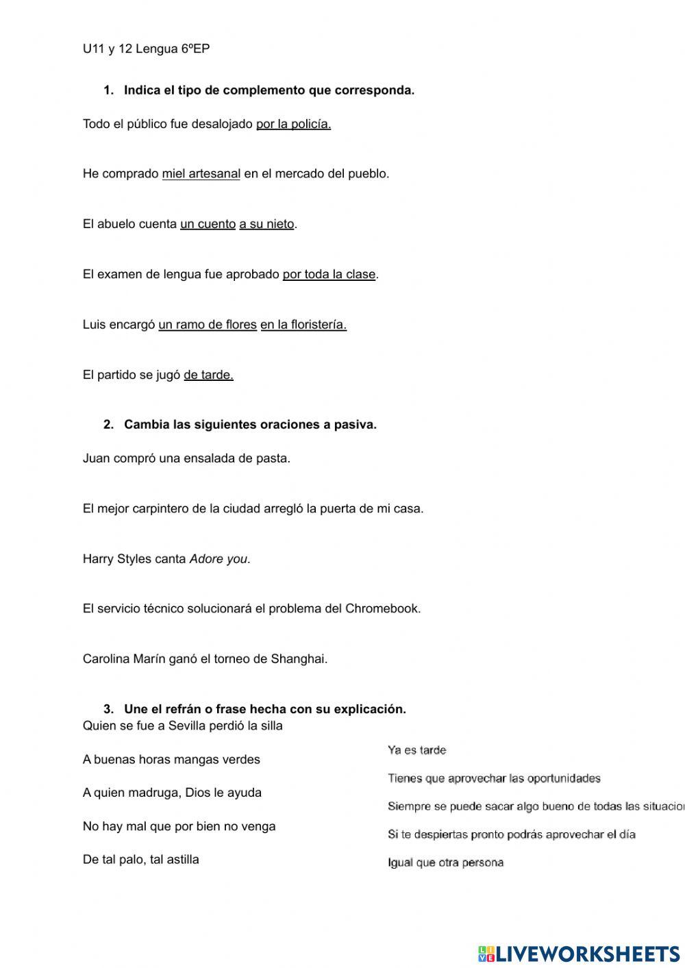 Unidad 11 y 12 6º Lengua