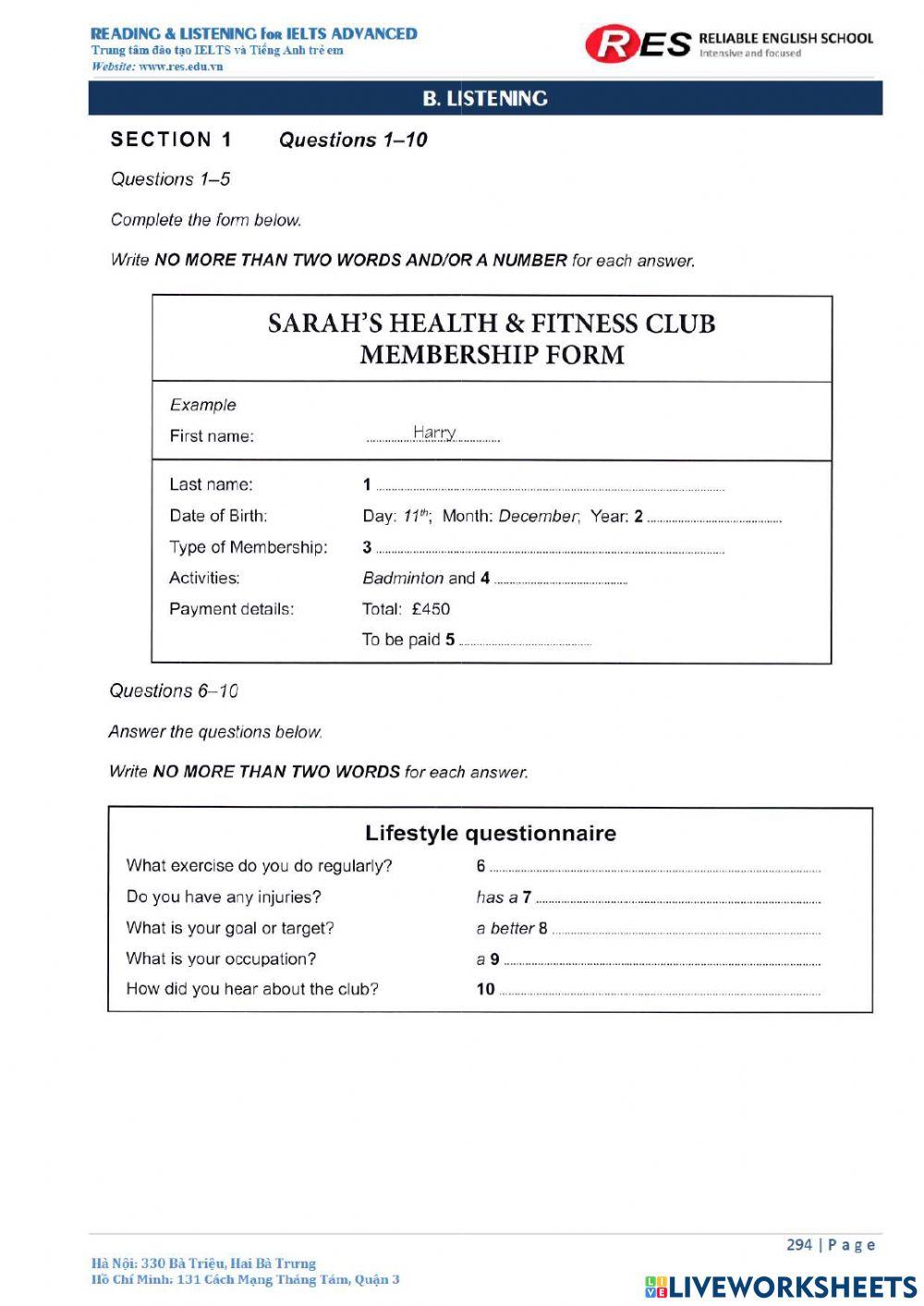 Mock Test 3 Listening worksheet | Live Worksheets