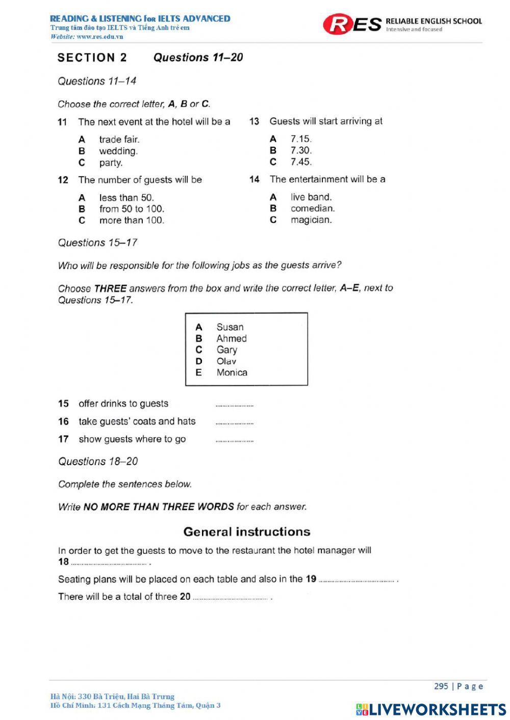 Mock Test 3 Listening worksheet | Live Worksheets