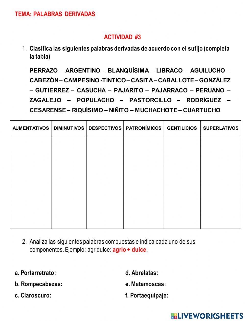 Formación de palabras