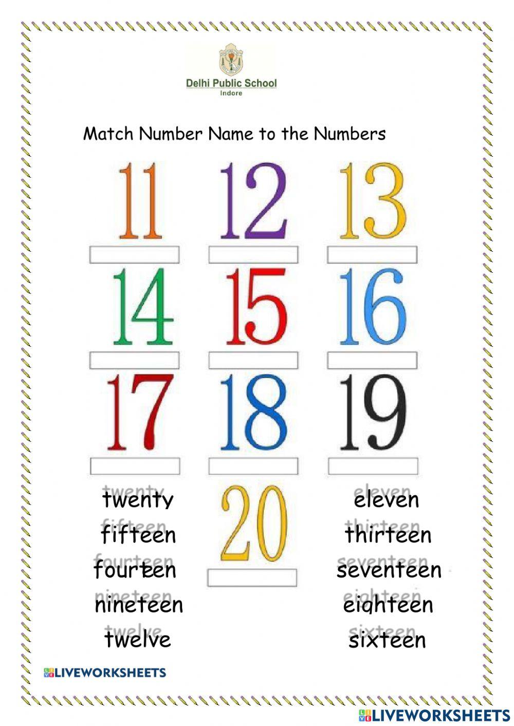 Number names 11-20